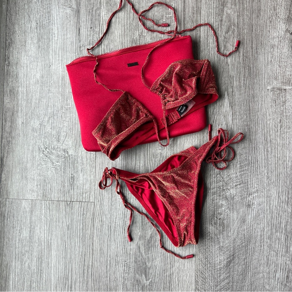 Triangle Red Bikini Set (Top and Bottom)
